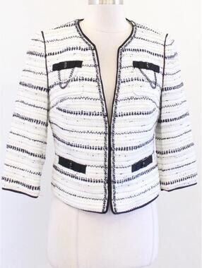 White House Black Market Novelty Tweed Jacket - Black & White